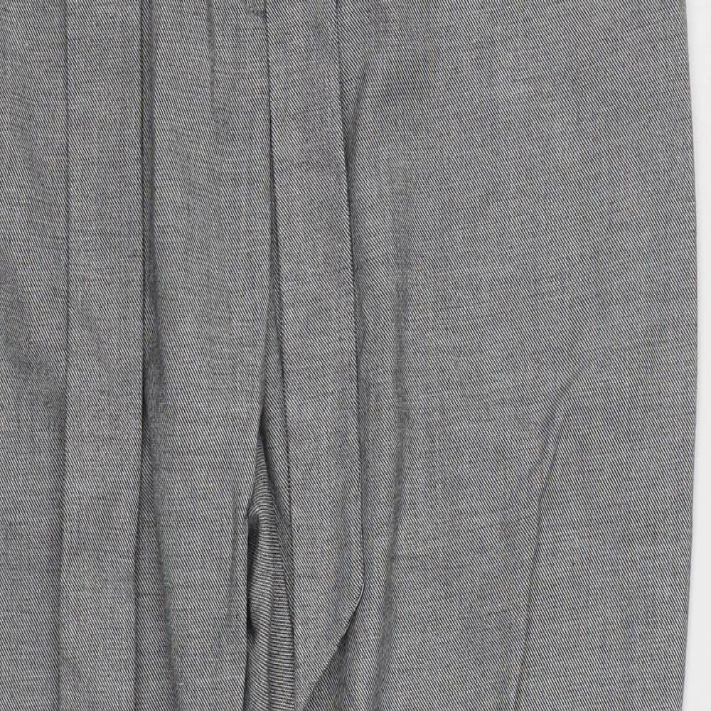 Oasis Womens Grey  Polyester Trousers  Size 12 L26 in Regular Zip