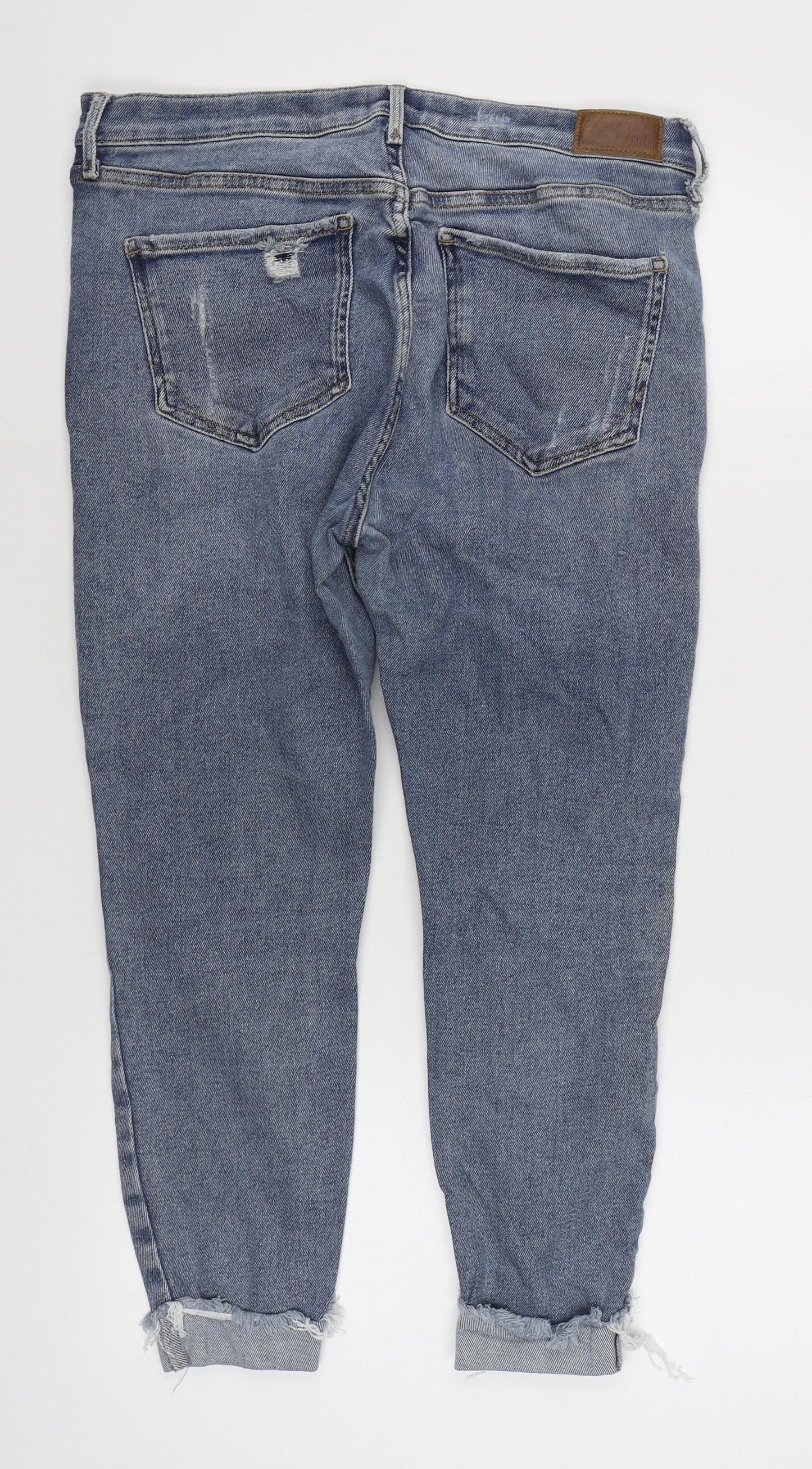River Island Womens Blue  Cotton Straight Jeans Size 16 L24 in Regular Zip