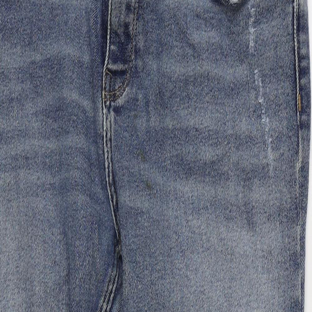 River Island Womens Blue  Cotton Straight Jeans Size 16 L24 in Regular Zip