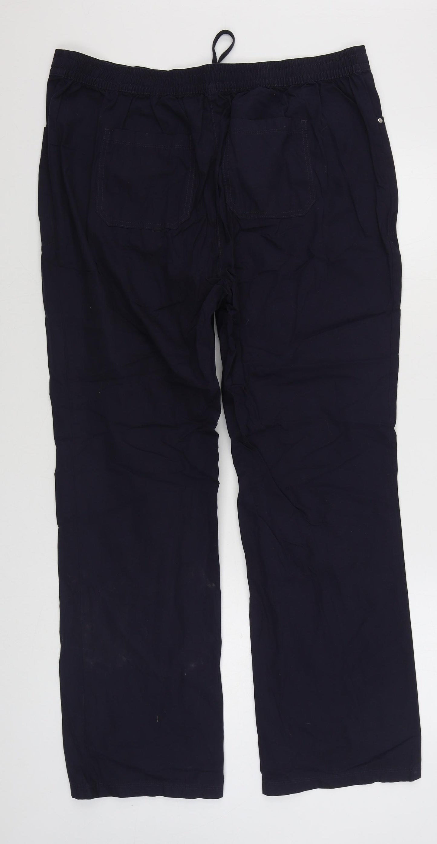 Marks and Spencer Womens Blue  Cotton Cargo Trousers Size 16 L30 in Regular Zip