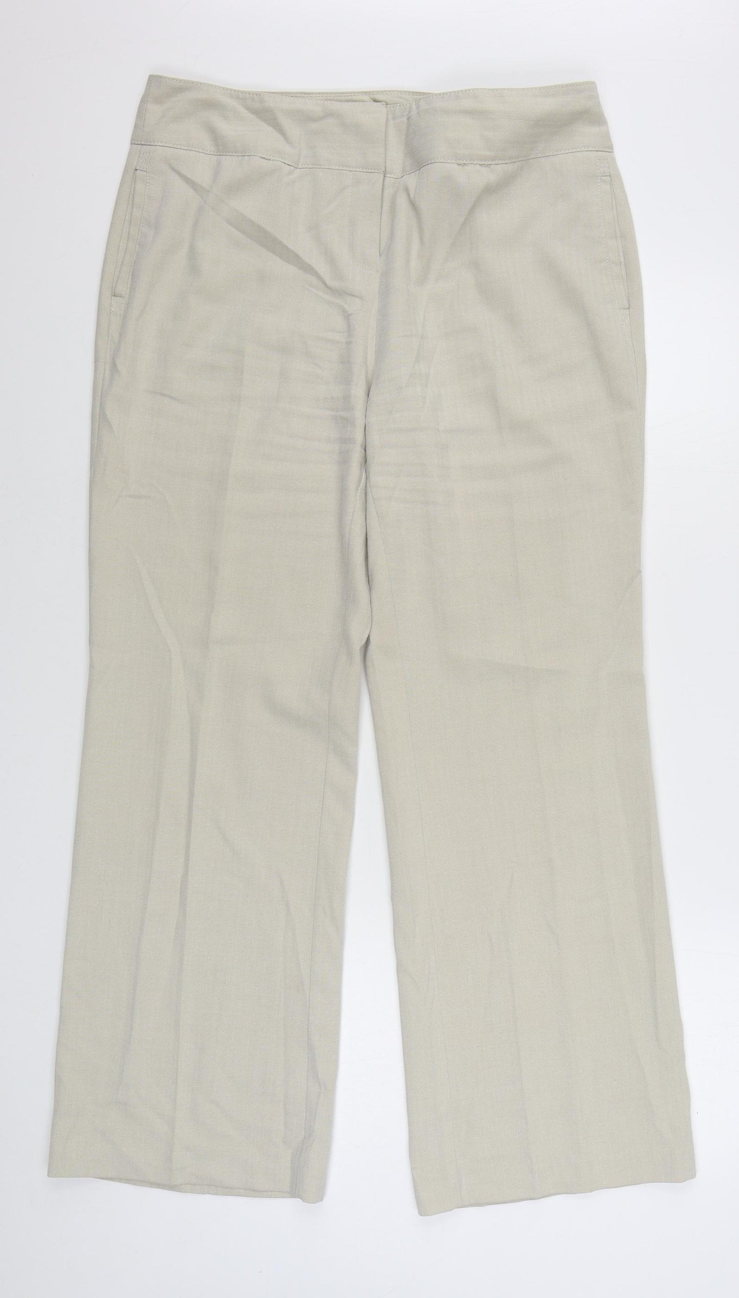 Per Una Womens Beige  Polyester Trousers  Size 14 L29 in Regular Zip