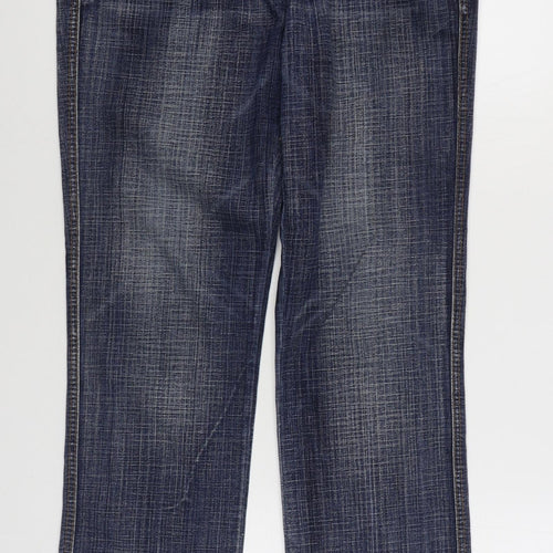 River Island Womens Blue  Cotton Straight Jeans Size 14 L32 in Regular Zip