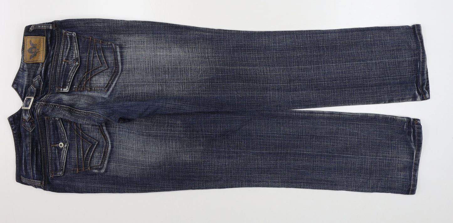 River Island Womens Blue  Cotton Straight Jeans Size 14 L32 in Regular Zip