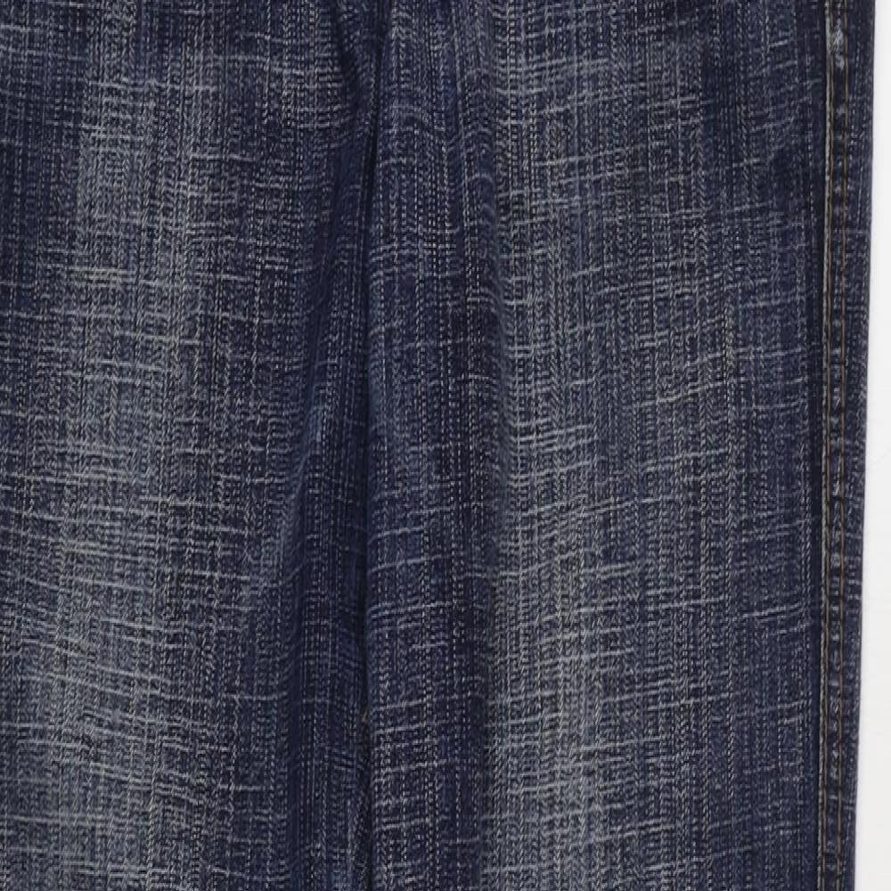 River Island Womens Blue  Cotton Straight Jeans Size 14 L32 in Regular Zip