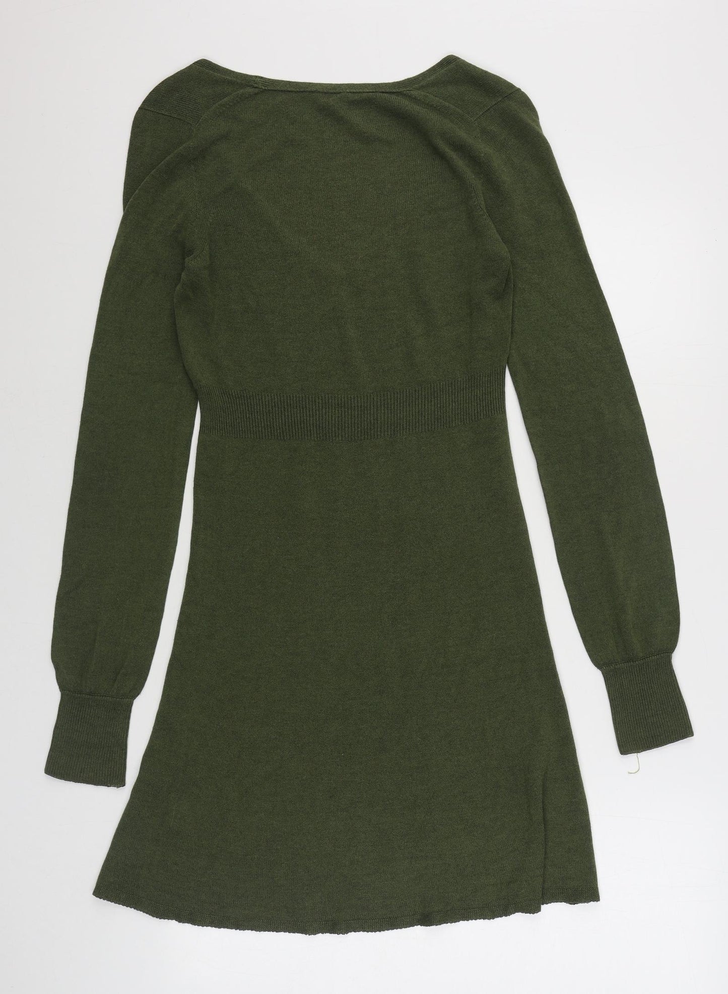 Oasis Womens Green  Viscose Jumper Dress  Size 8  V-Neck Pullover