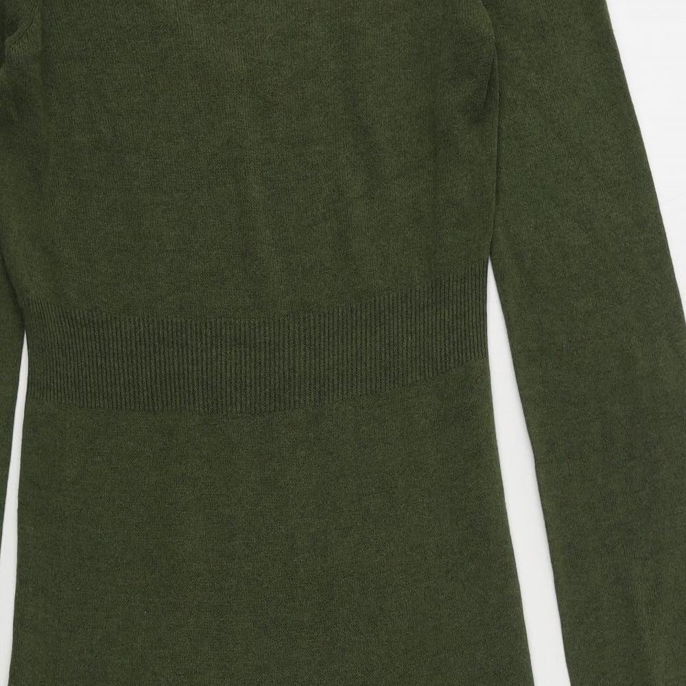 Oasis Womens Green  Viscose Jumper Dress  Size 8  V-Neck Pullover