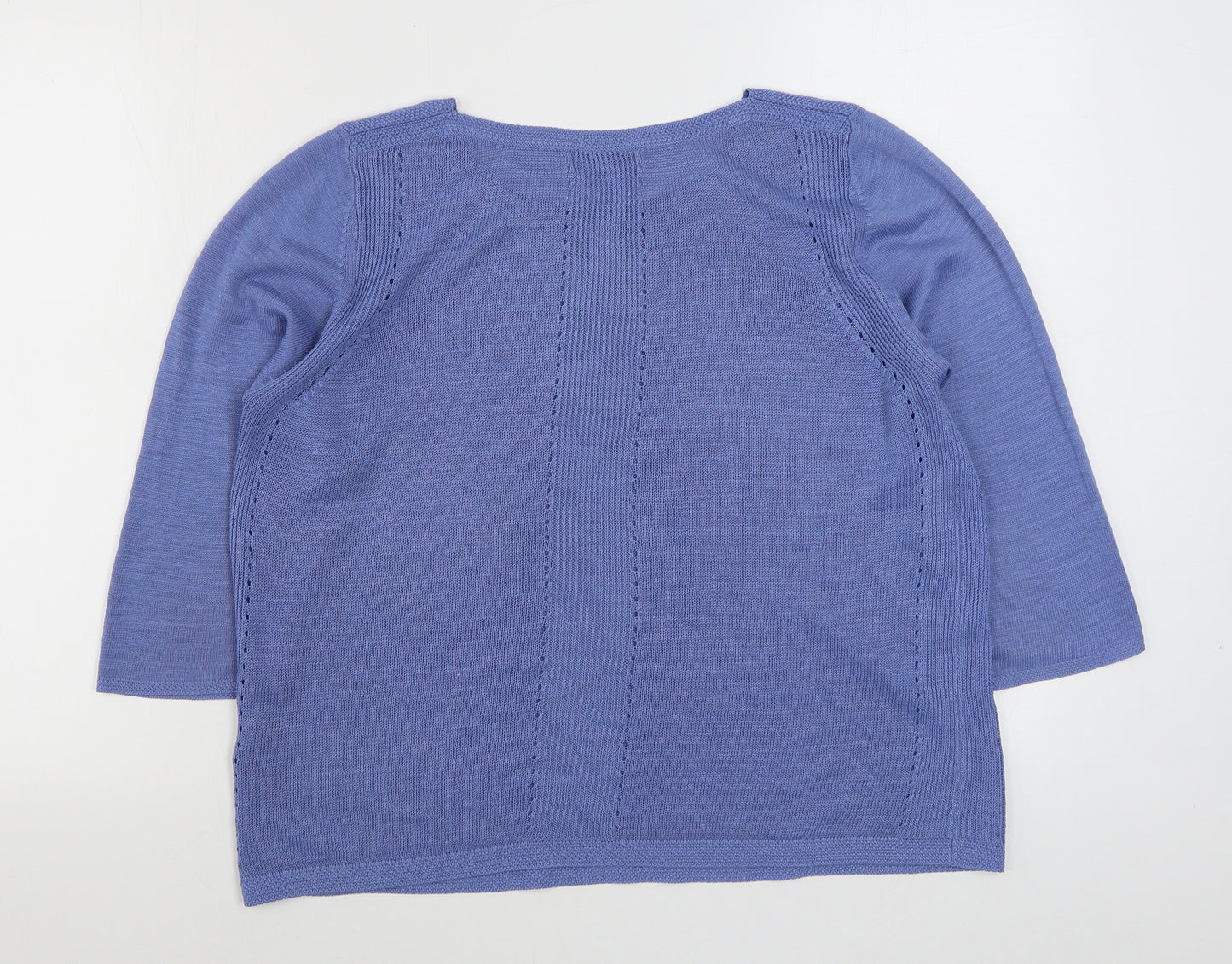 Marks and Spencer Womens Blue Boat Neck  Acrylic Pullover Jumper Size 16