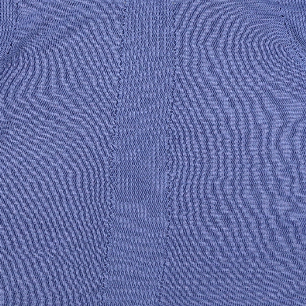 Marks and Spencer Womens Blue Boat Neck  Acrylic Pullover Jumper Size 16