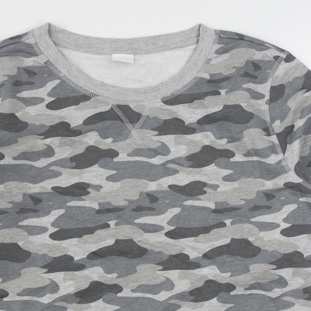 Amazon Essentials  Mens Grey Camouflage Cotton Pullover Sweatshirt Size M