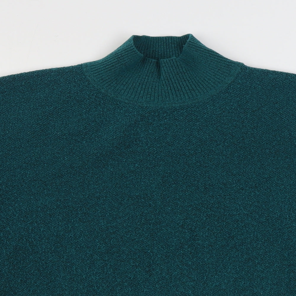 Marks and Spencer Womens Blue High Neck  Polyester Pullover Jumper Size L