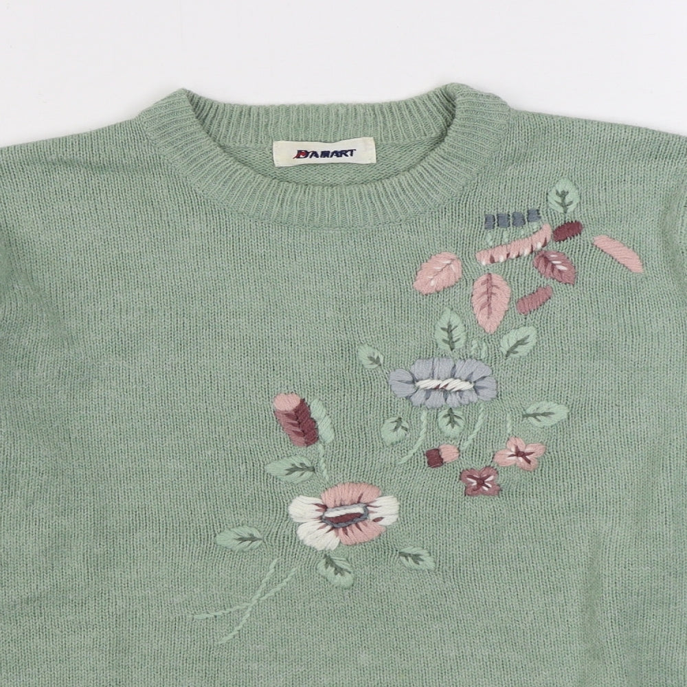 Damart Womens Green Round Neck  Acrylic Pullover Jumper Size 12