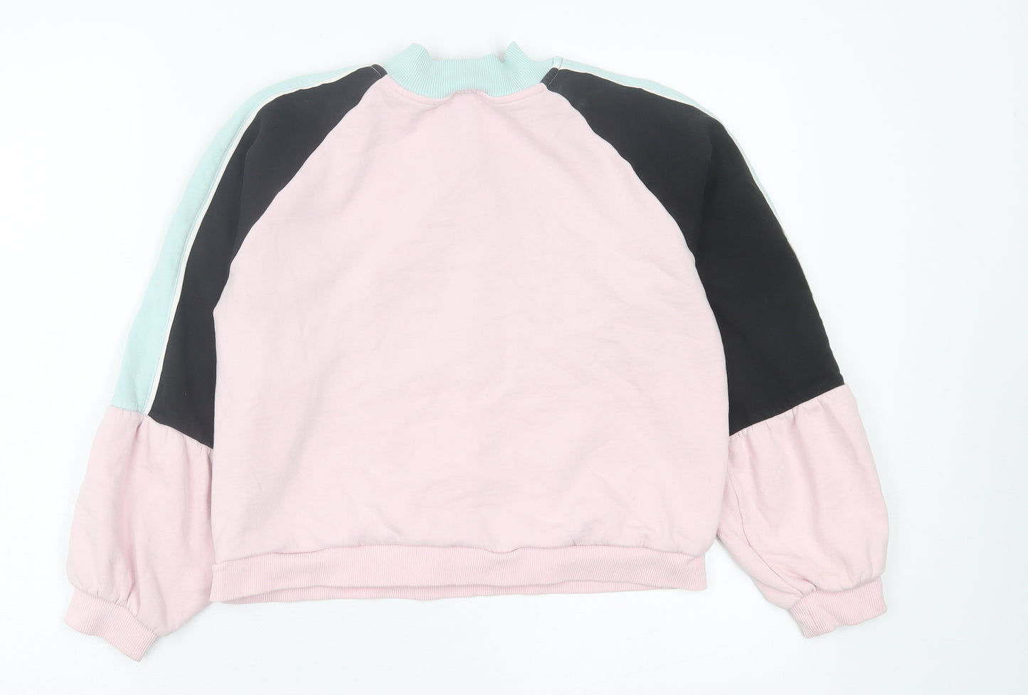 River Island Girls Pink Striped Cotton Pullover Sweatshirt Size 11-12 Years  Zip