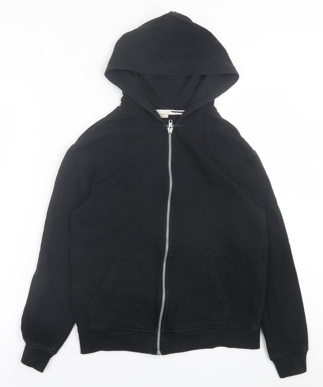 H&M Boys Black  Cotton Full Zip Hoodie Size 11-12 Years  Zip