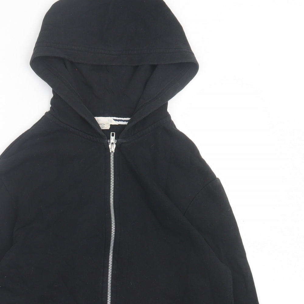 H&M Boys Black  Cotton Full Zip Hoodie Size 11-12 Years  Zip