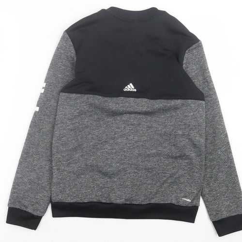 adidas Boys Grey  Polyester Full Zip Sweatshirt Size 11-12 Years  Zip