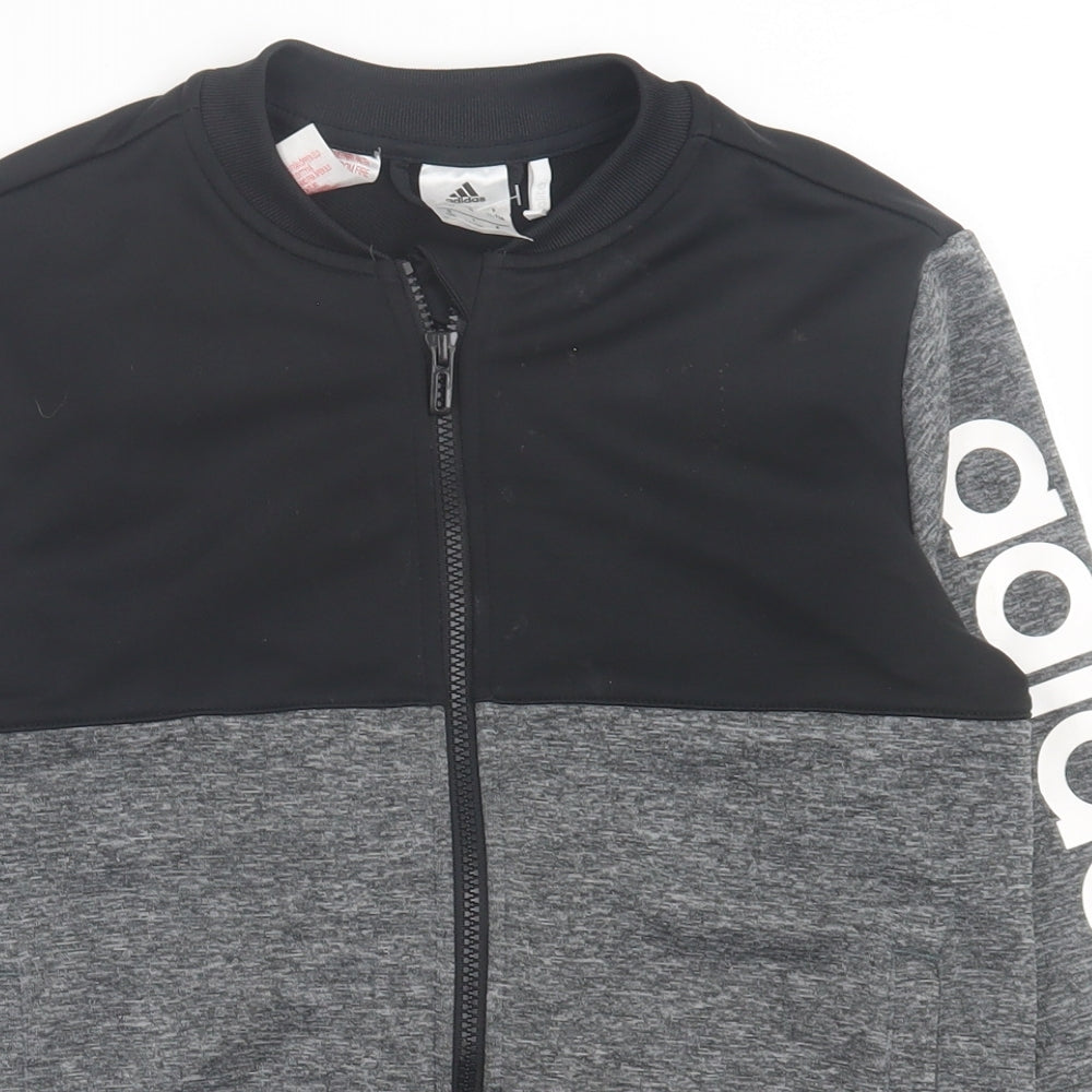 adidas Boys Grey  Polyester Full Zip Sweatshirt Size 11-12 Years  Zip
