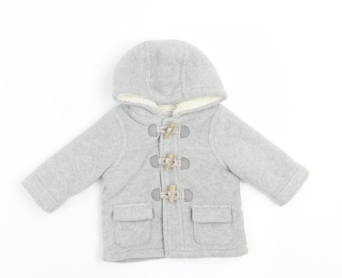 George Girls Grey   Basic Coat Coat Size 3-6 Months   Button