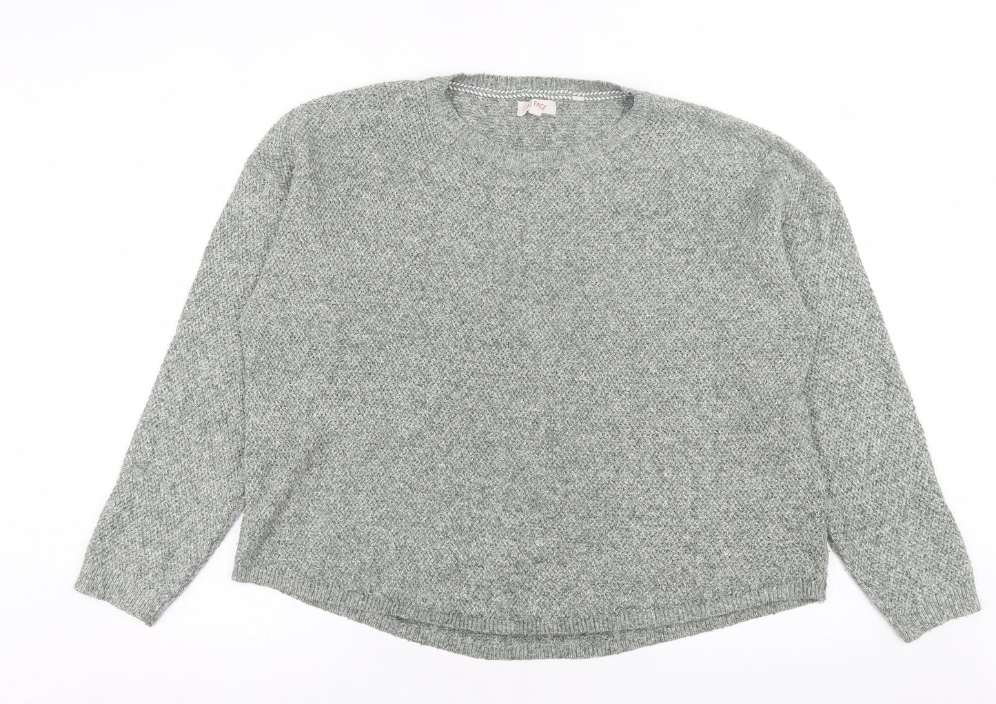 Fat Face Womens Green Crew Neck  Cotton Pullover Jumper Size 18