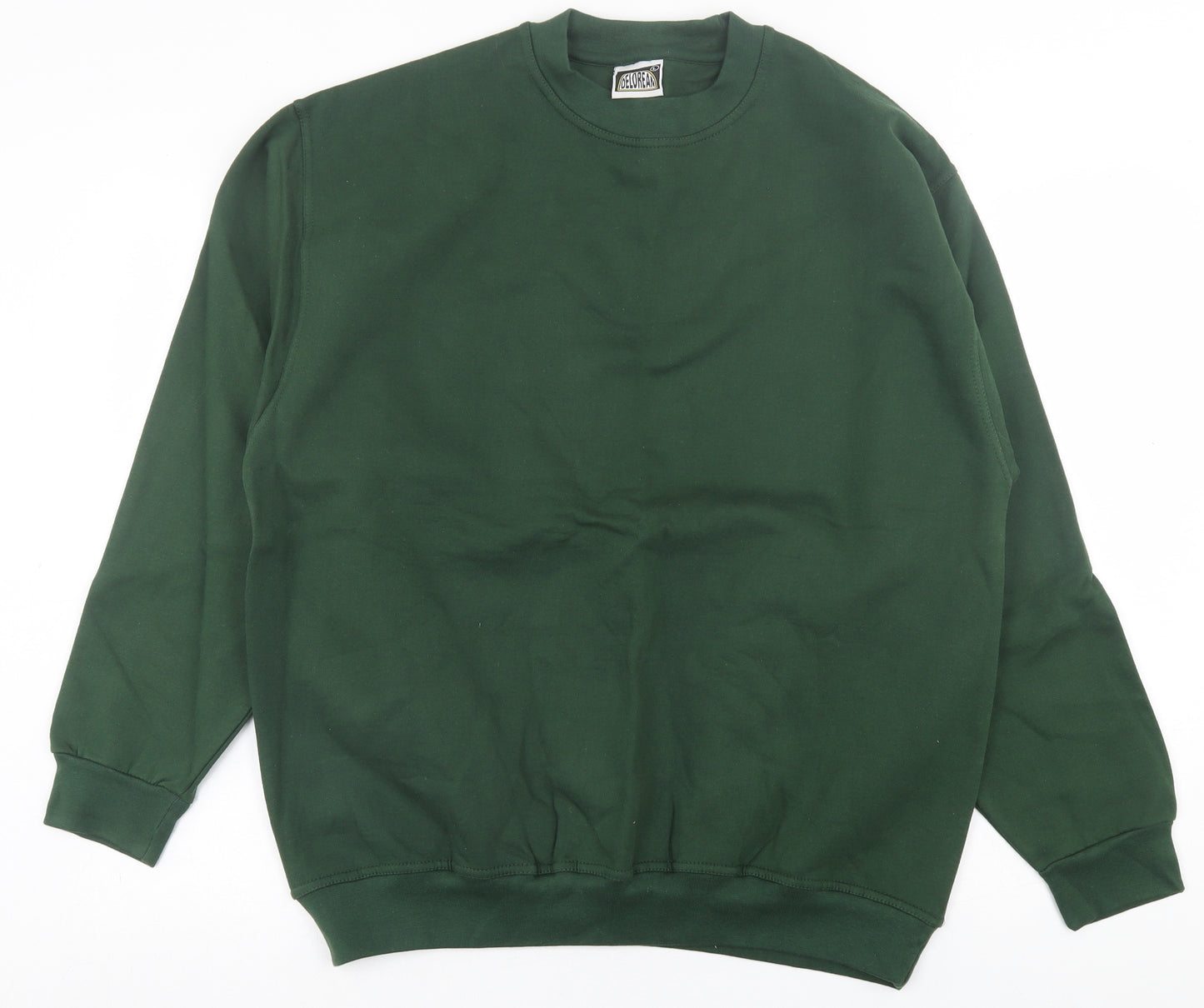 DeLorean Mens Green  Cotton Pullover Sweatshirt Size L