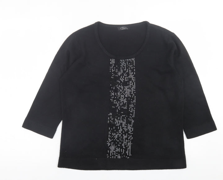 bm Womens Black Crew Neck Acrylic Pullover Jumper Size M