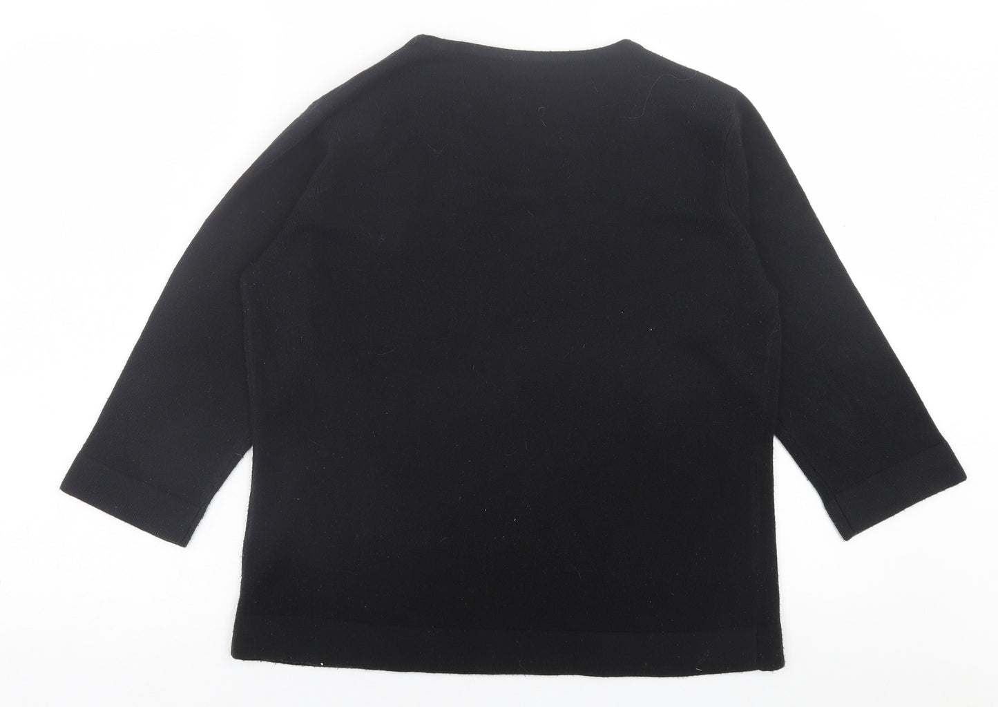 bm  Womens Black Crew Neck  Acrylic Pullover Jumper Size M