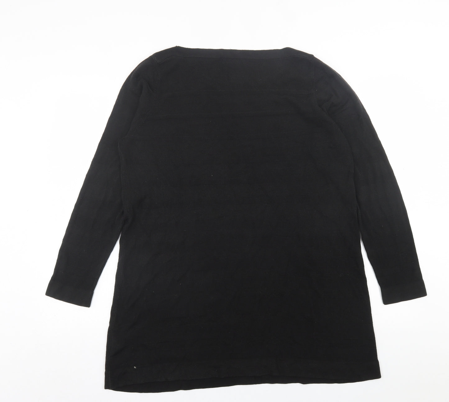 marks and Womens Black Striped Acrylic Jumper Dress  Size 18  Boat Neck Pullover