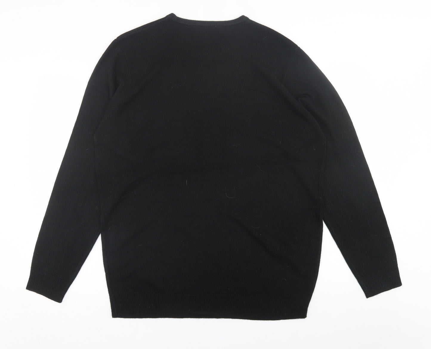 pep&Co Womens Black Crew Neck  Acrylic Pullover Jumper Size XL