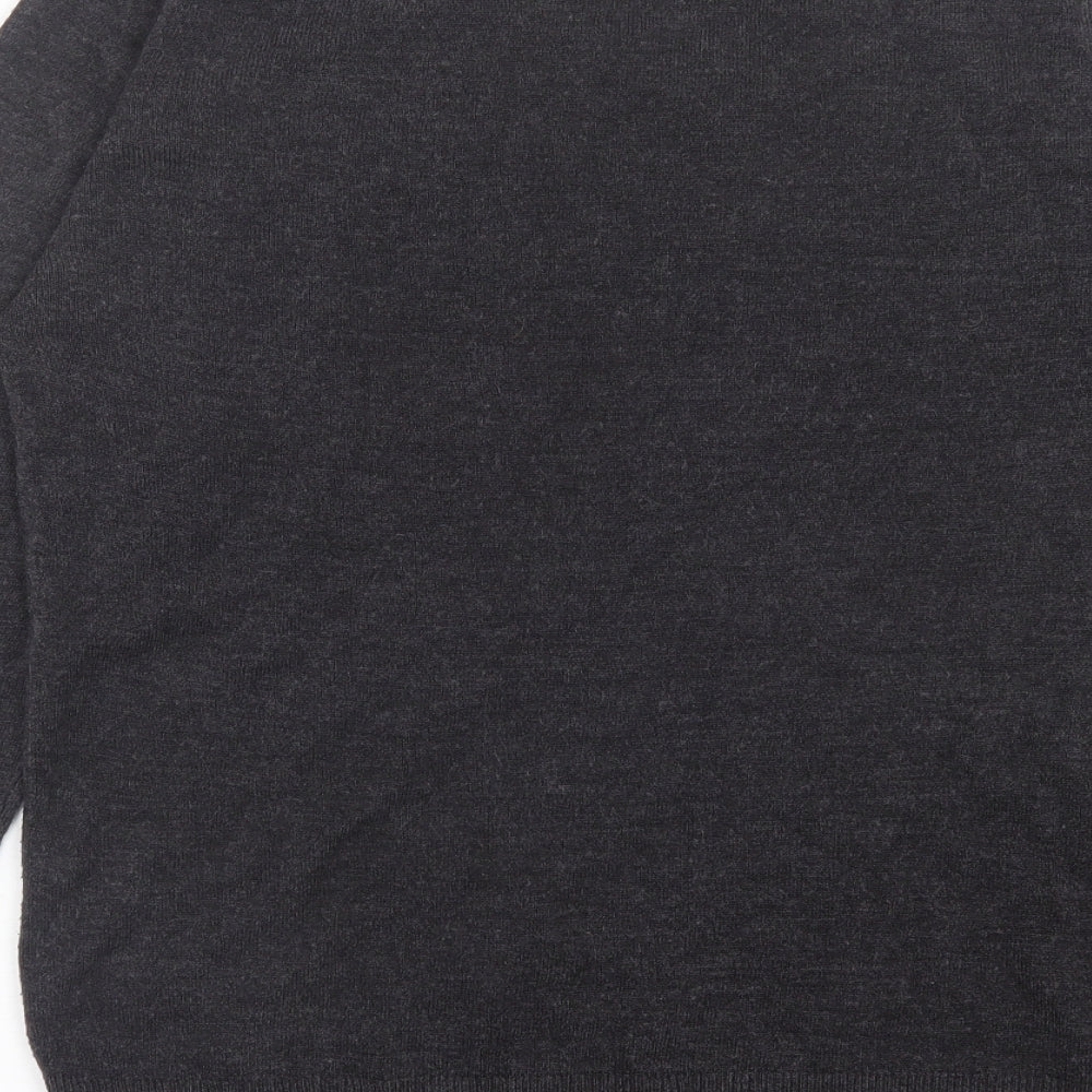 Easy Mens Grey V-Neck  Acrylic Pullover Jumper Size L