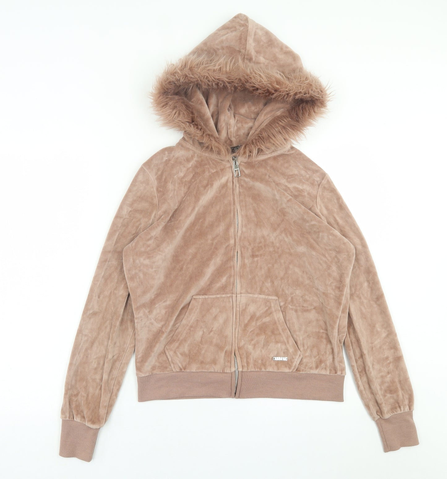 Lipsy Womens Brown  Polyester Full Zip Hoodie Size 14  Zip