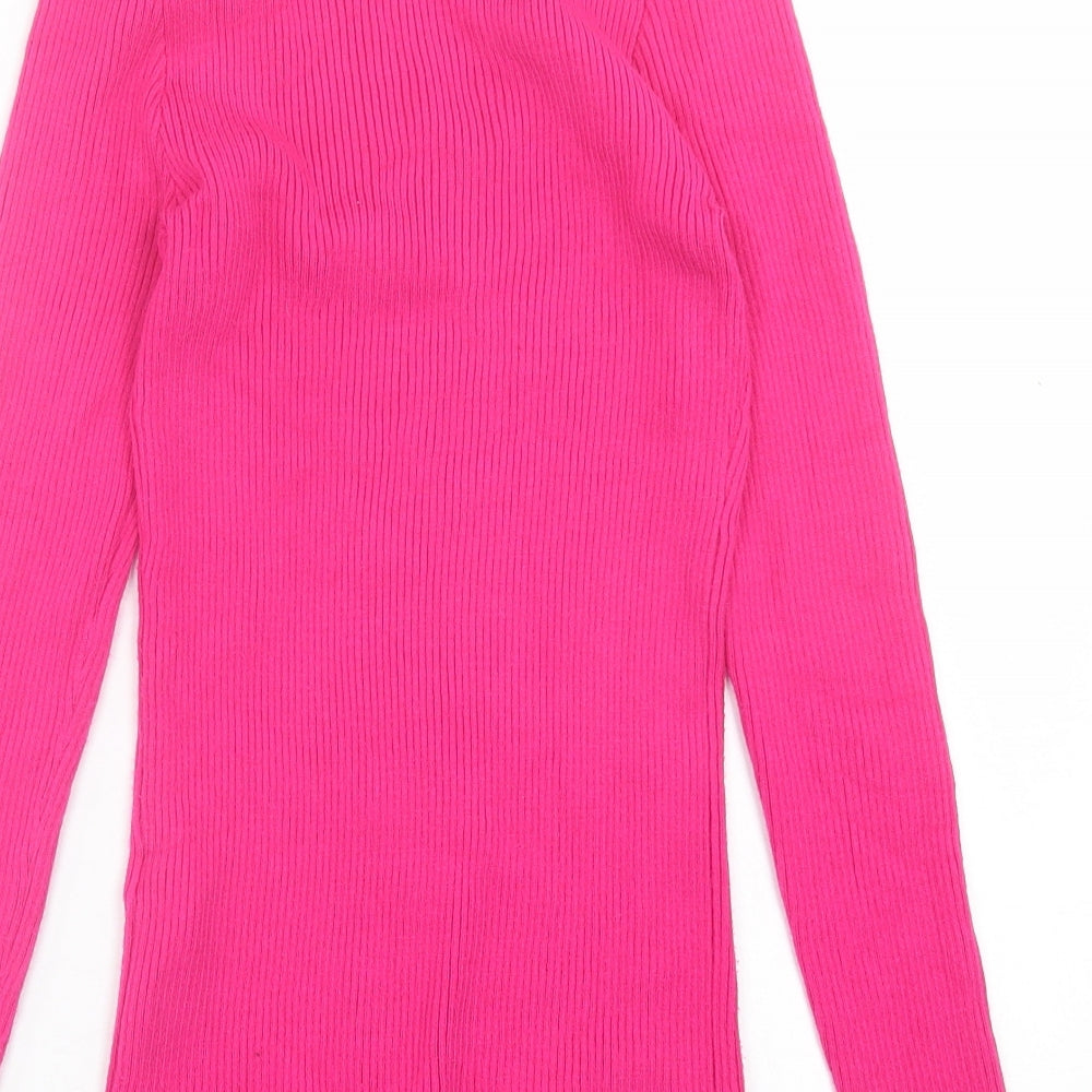 Primark Womens Pink Crew Neck  Viscose Pullover Jumper Size M