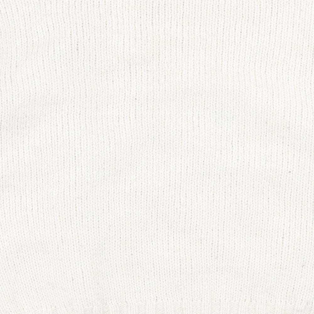 Papaya Womens Ivory Crew Neck  Acrylic Pullover Jumper Size L
