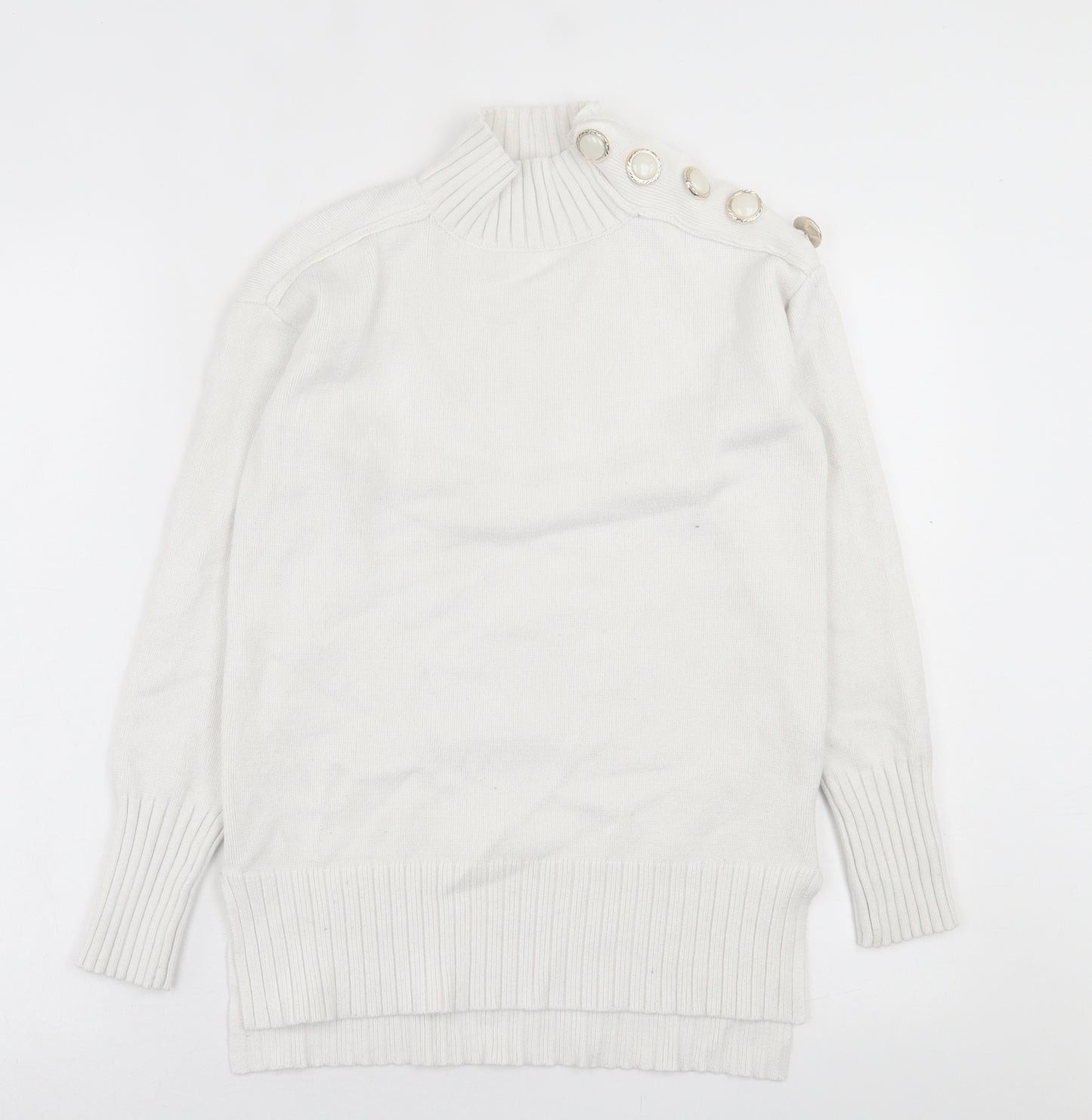 River Island Womens White High Neck  Viscose Pullover Jumper Size XS