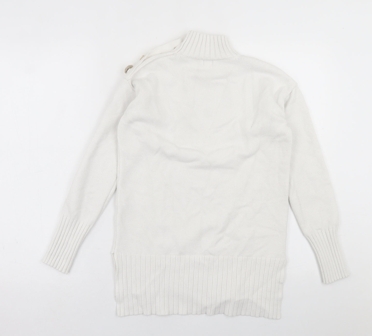 River Island Womens White High Neck  Viscose Pullover Jumper Size XS