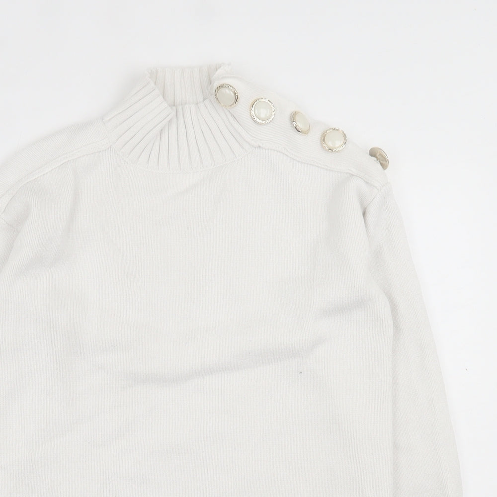 River Island Womens White High Neck  Viscose Pullover Jumper Size XS
