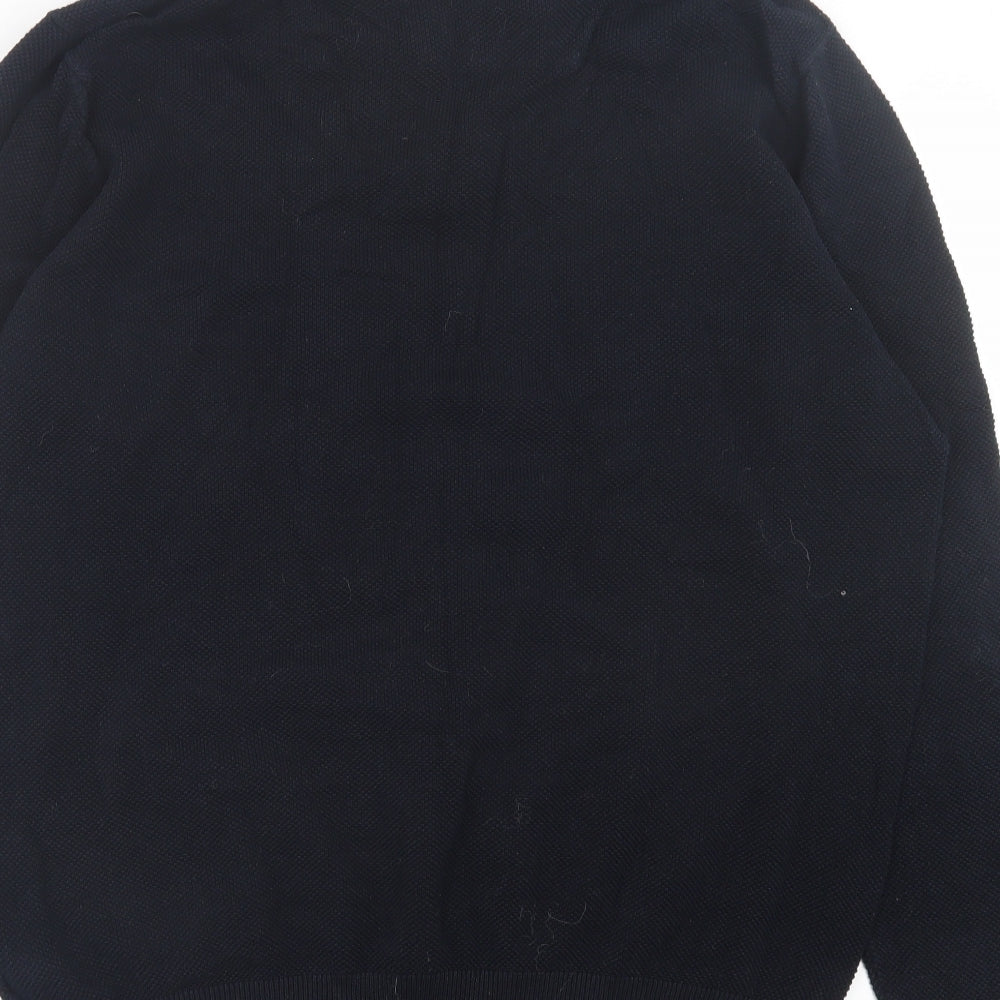 Marks and Spencer Mens Blue Collared  Cotton Pullover Jumper Size L