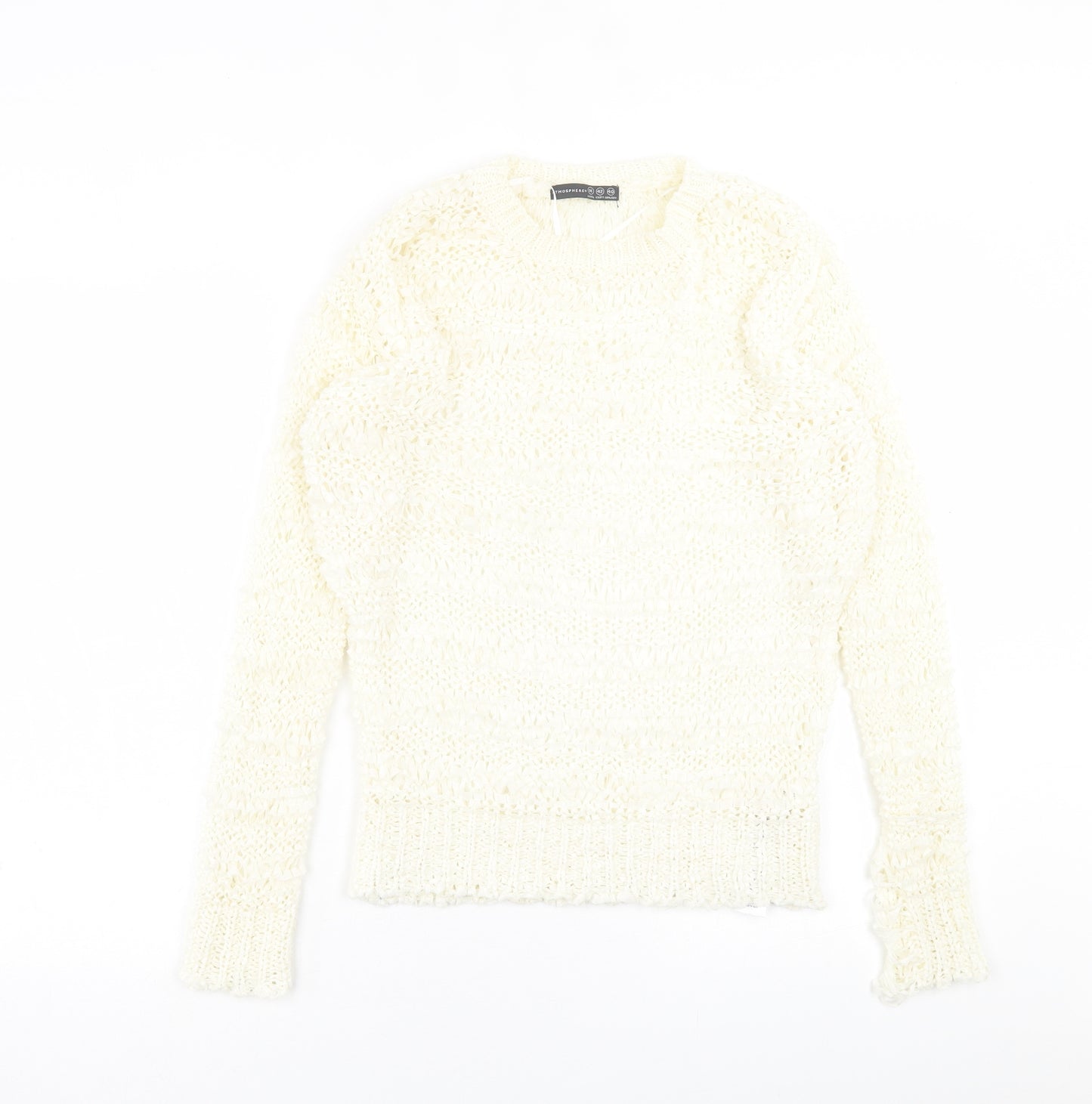 Atmosphere Womens Ivory Crew Neck  Acrylic Pullover Jumper Size 14