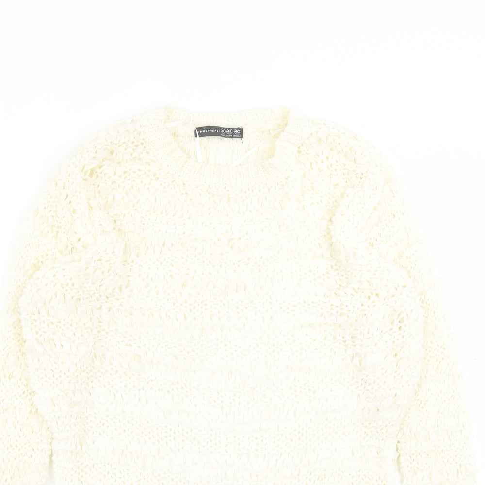 Atmosphere Womens Ivory Crew Neck  Acrylic Pullover Jumper Size 14