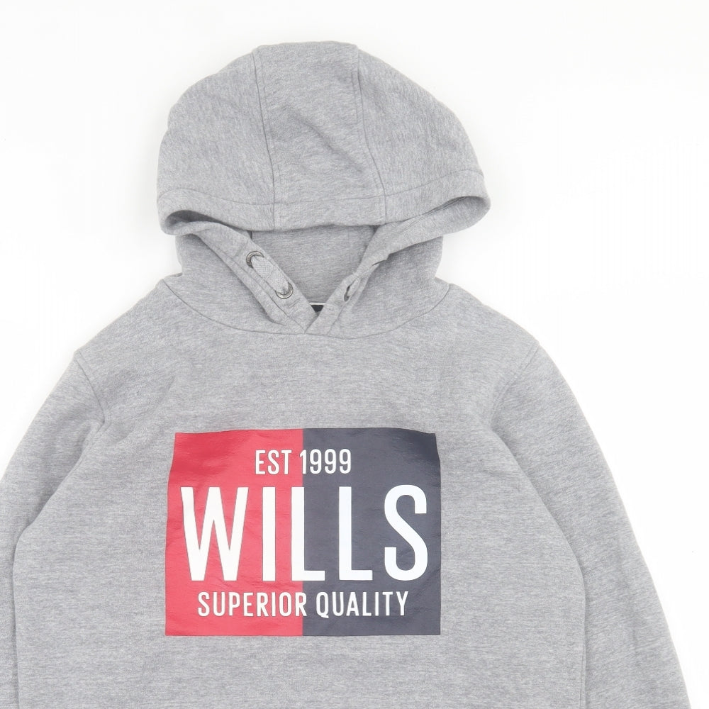 Jack Wills Boys Grey  Cotton Pullover Hoodie Size 14-15 Years  Pullover