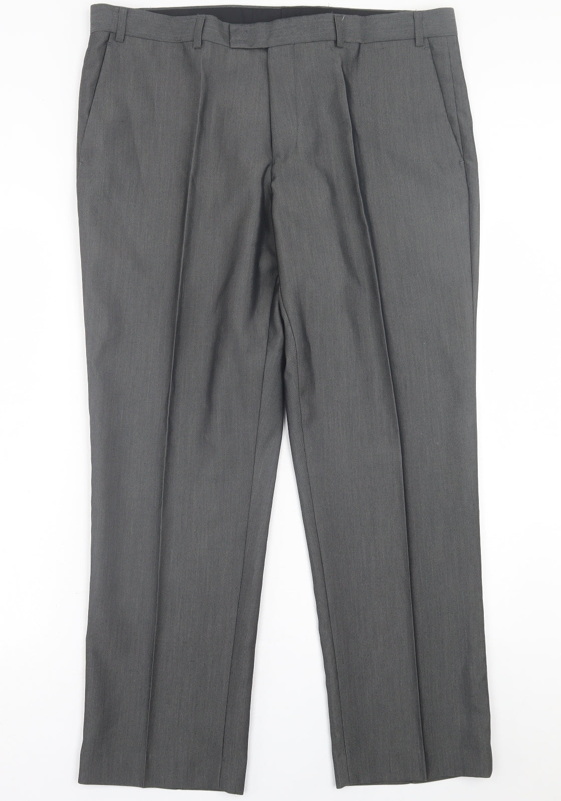 Aspen & Court Mens Grey  Polyester Trousers  Size 39 in L29 in Regular Hook & Eye - Short Leg