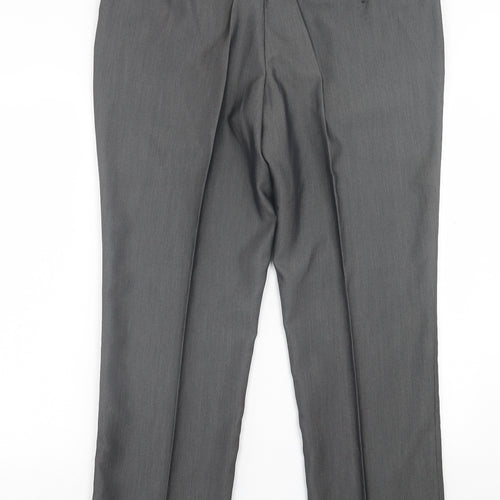 Aspen & Court Mens Grey  Polyester Trousers  Size 39 in L29 in Regular Hook & Eye - Short Leg