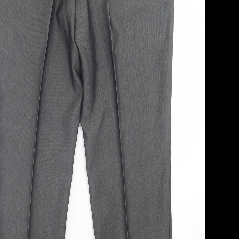 Aspen & Court Mens Grey  Polyester Trousers  Size 39 in L29 in Regular Hook & Eye - Short Leg
