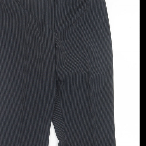 Florence + Fred Womens Black Striped Polyester Trousers  Size 16 L28 in Regular Hook & Eye