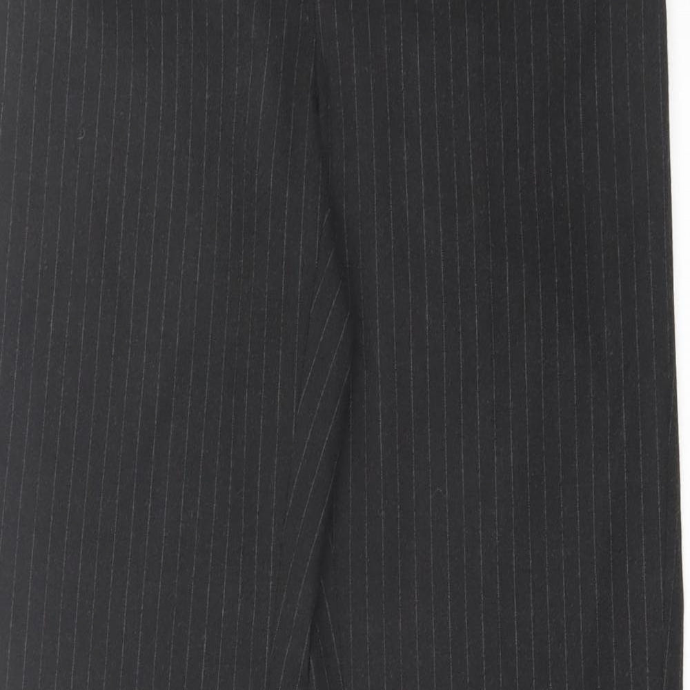 AMARANTO Womens Black Striped Polyester Trousers  Size 10 L32 in Regular Button