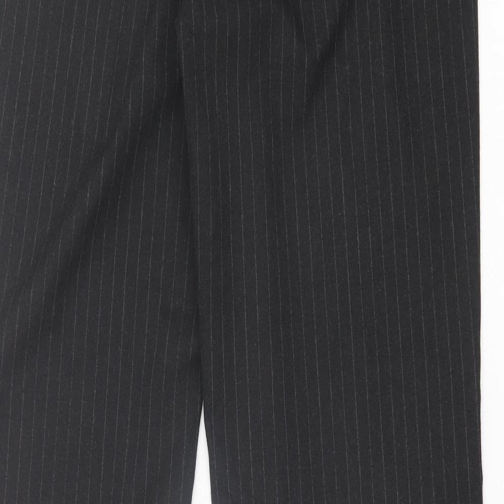 AMARANTO Womens Black Striped Polyester Trousers  Size 10 L32 in Regular Button