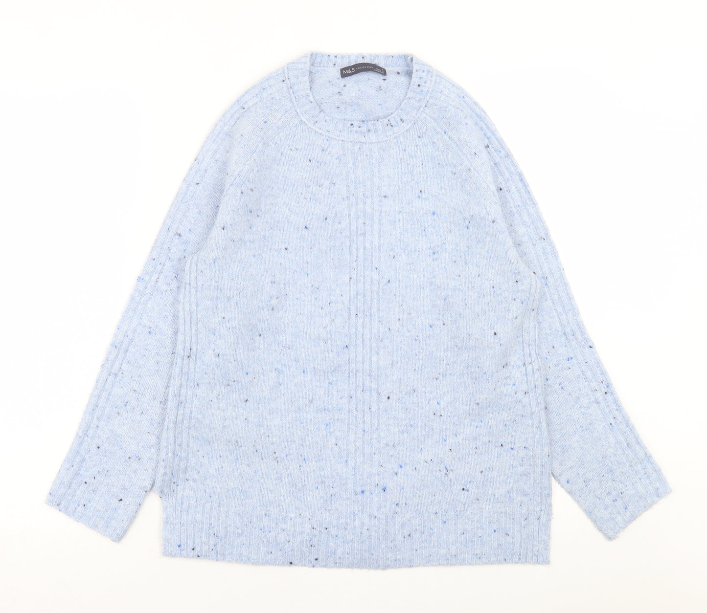 Marks and Spencer Womens Blue Crew Neck  Acrylic Pullover Jumper Size S