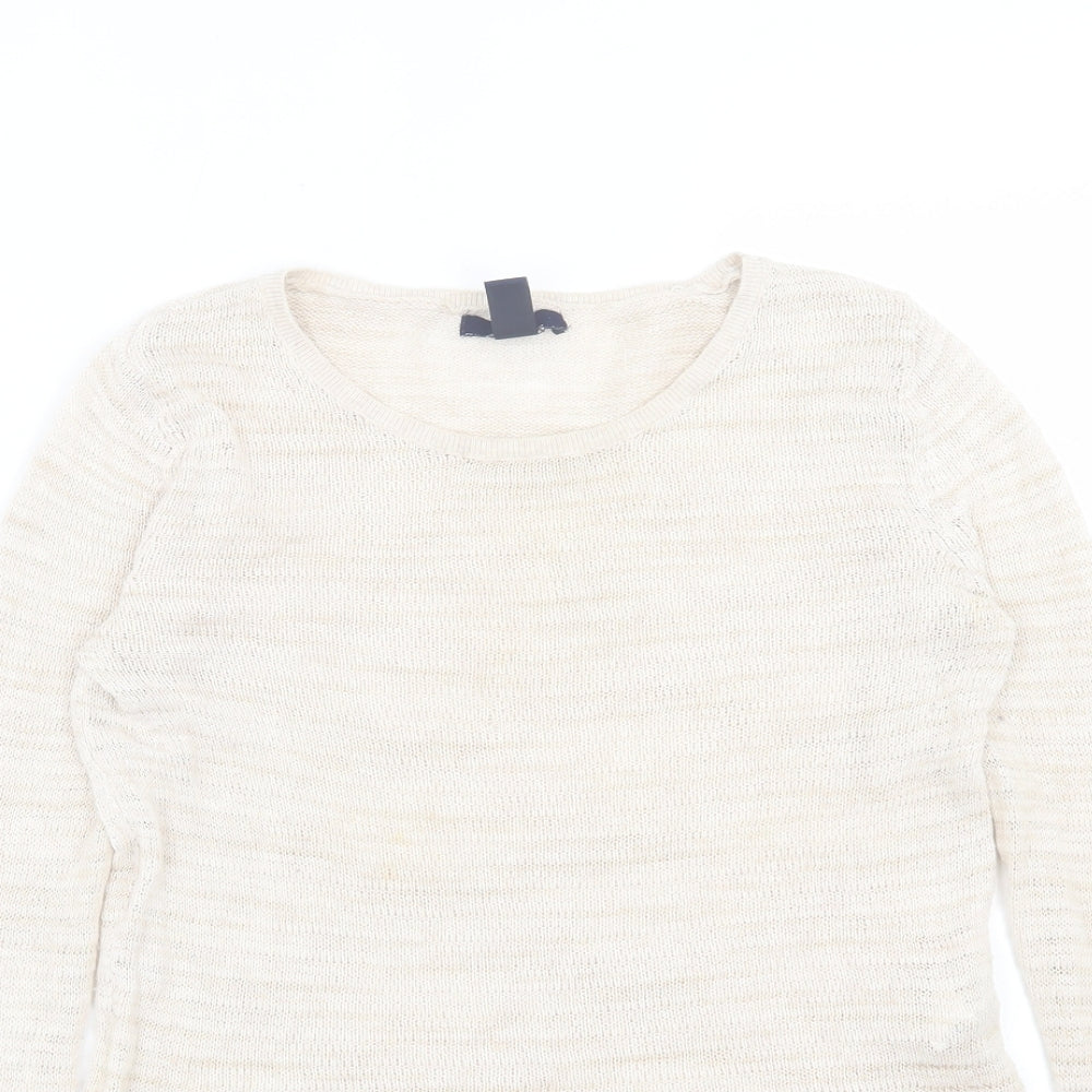 Gap Womens Beige Crew Neck  Cotton Pullover Jumper Size XS