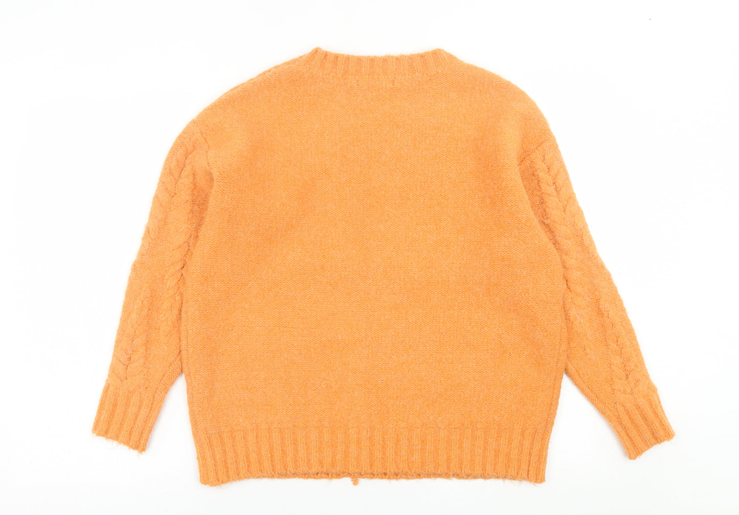 George Womens Orange Crew Neck  Acrylic Pullover Jumper Size S