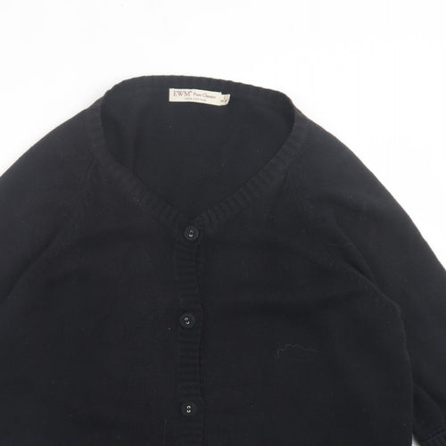 EWM Womens Black V-Neck  Cotton Cardigan Jumper Size L