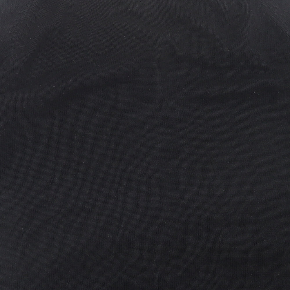 EWM Womens Black V-Neck  Cotton Cardigan Jumper Size L