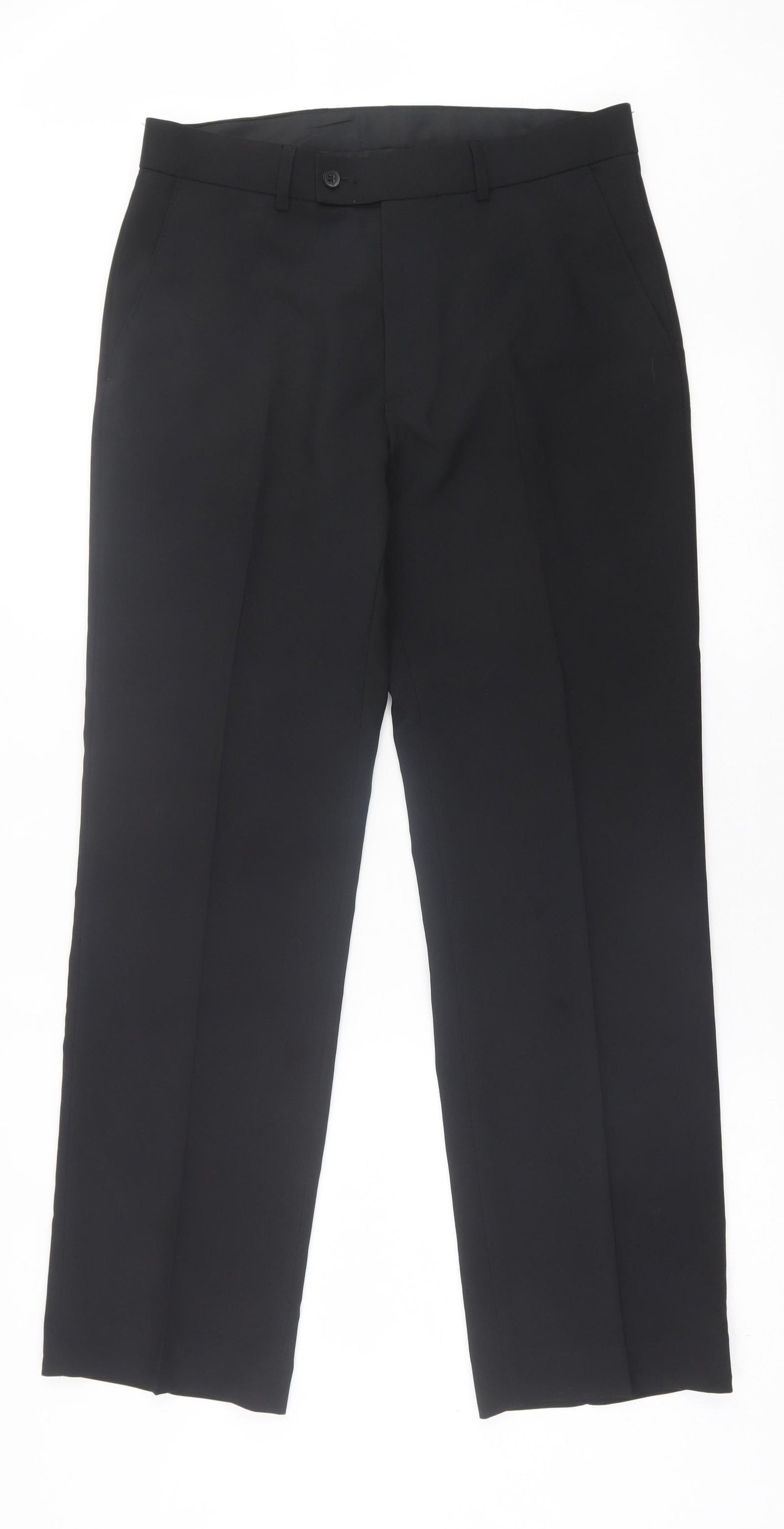 George Mens Black  Polyester Trousers  Size 32 in L31 in Regular Button